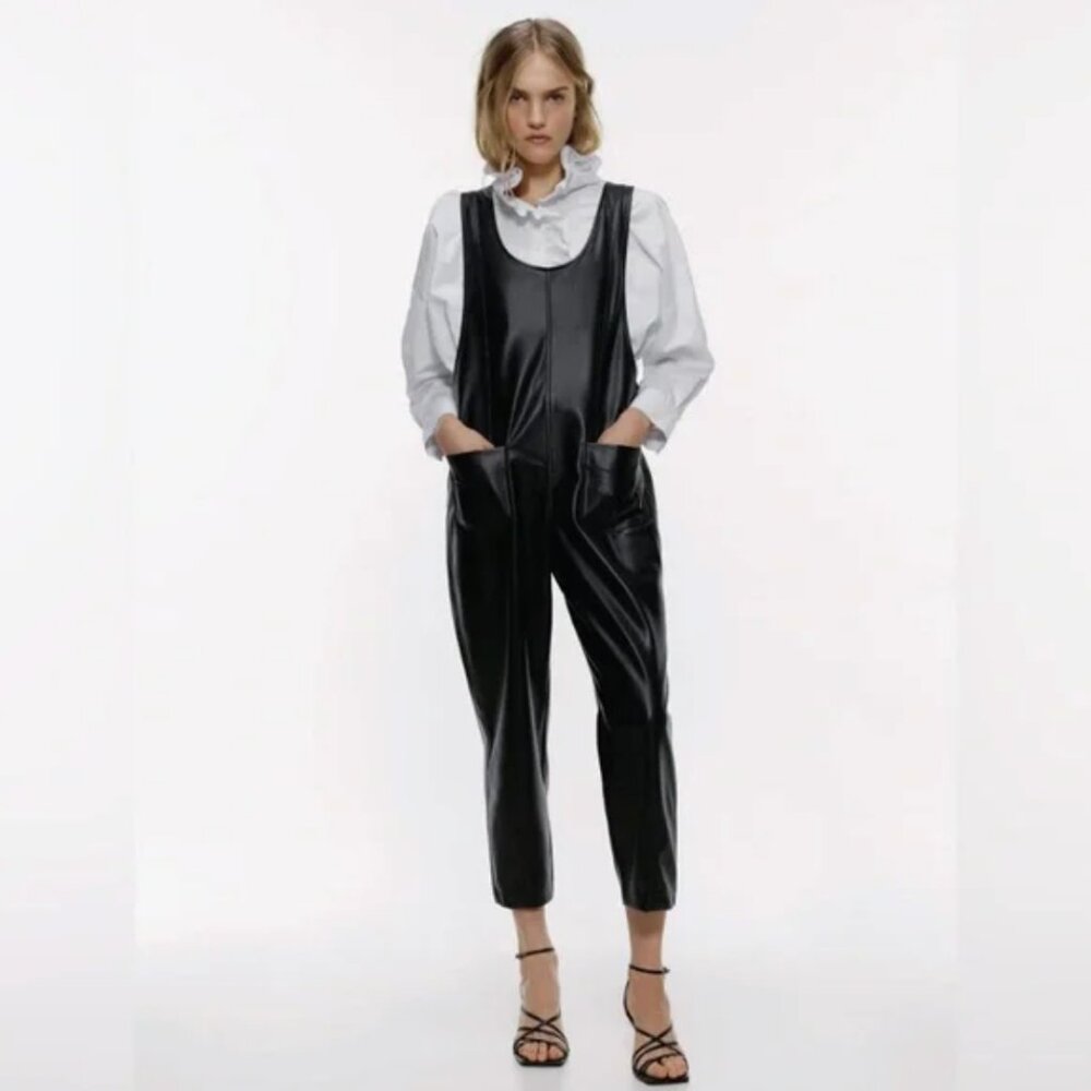 Zara Faux Leather Overalls S